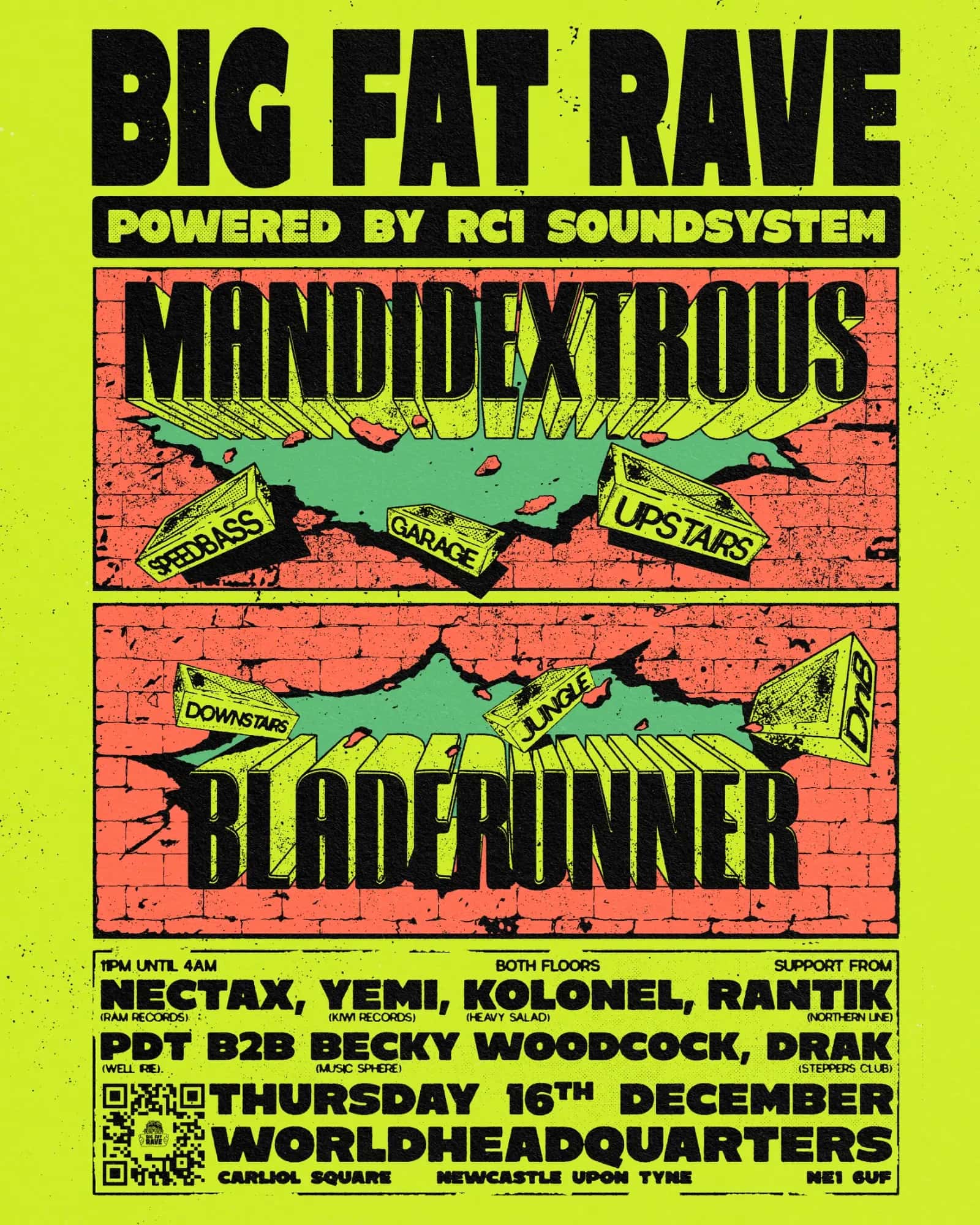 Poster for Bladerunner & Mandidextrous at World Headquarters