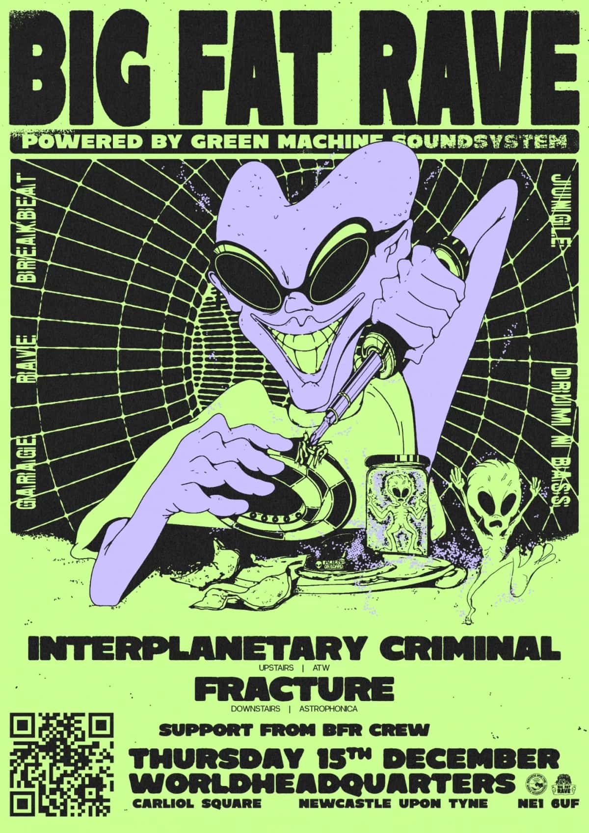 Poster for Interplanetary Criminal & Fracture at World Headquarters
