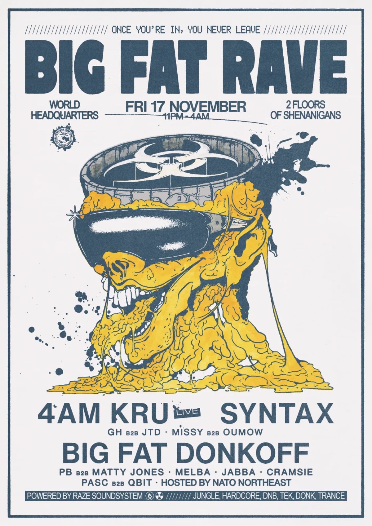 Poster for 4AM Kru & Syntax at World Headquarters