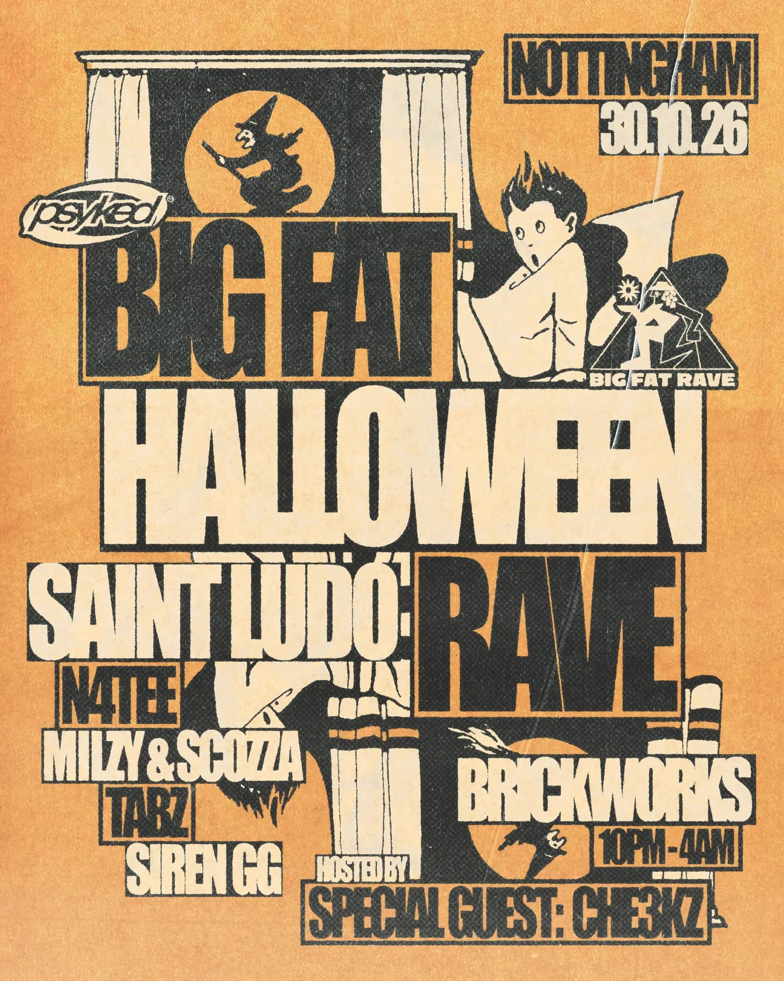 Poster for Big Fat Halloween Rave at Brickworks