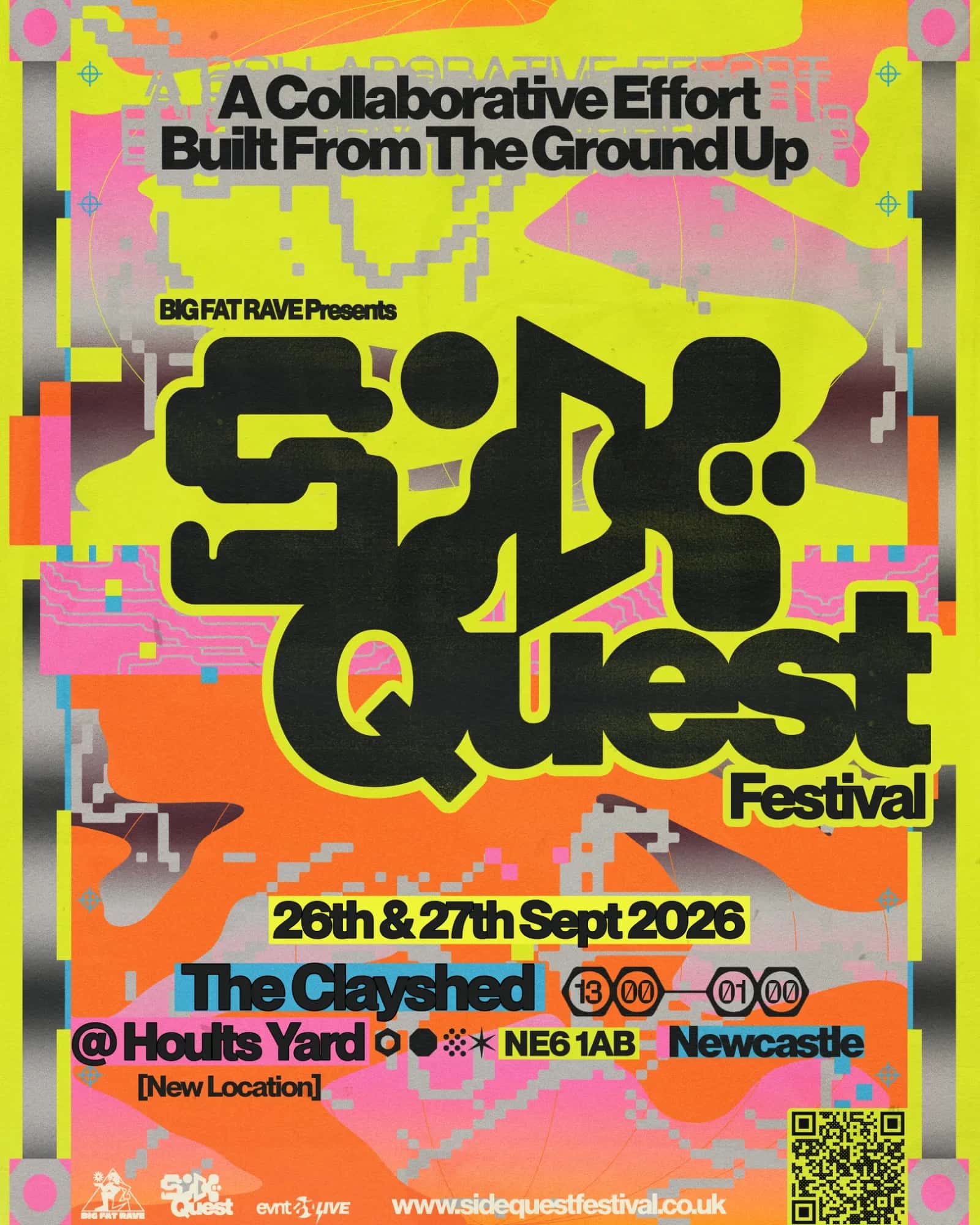 Poster for Side Quest Festival at The Clayshed, Hoults Yard